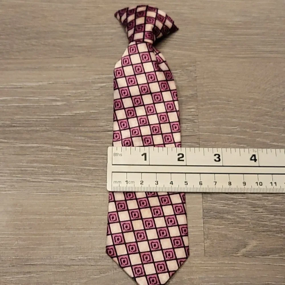 Fushia and White Kids Clip-on Tie